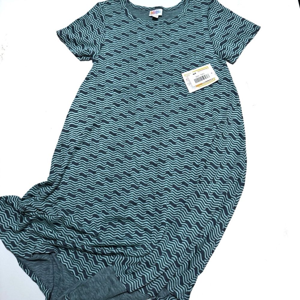 Lularoe Carly dress in Blue Wave Pattern